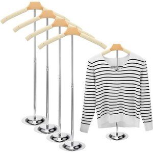 4pcs Flexible Shoulder Stand Adjustable T Shirt Display Beige Coat Hanger Stand